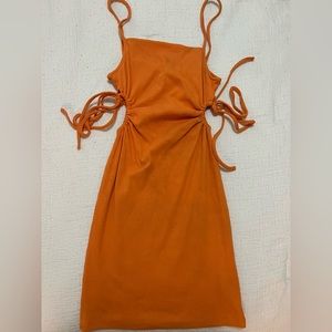 zara mini orange dress cutout size small